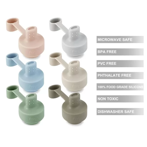 PandaEar 6 Pack Updated Silicone Water Bottle Cap Baby No Spill Bottles Top Spout Adapter for Toddlers Kids BPA Free ampamp LeakProof Multicolor