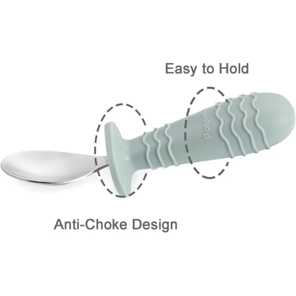PandaEar 6 Pieces Baby Toddler Silicone Stainless Steel Utensils Silverware Spoon Fork for Baby Toddler BPA Free with Silicone Holding AntiChoke Design