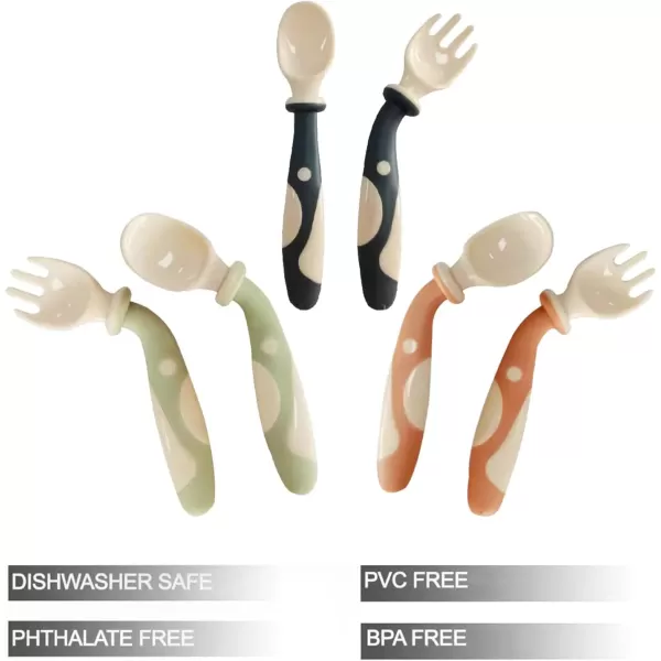 PandaEar Baby Bendable Spoons and Forks set 6 Pack Training Learning SelfFeeding Baby Spoons First Stage for Kids Toddlers Children and Infants BPA Free Easy Grip Fork Tableware