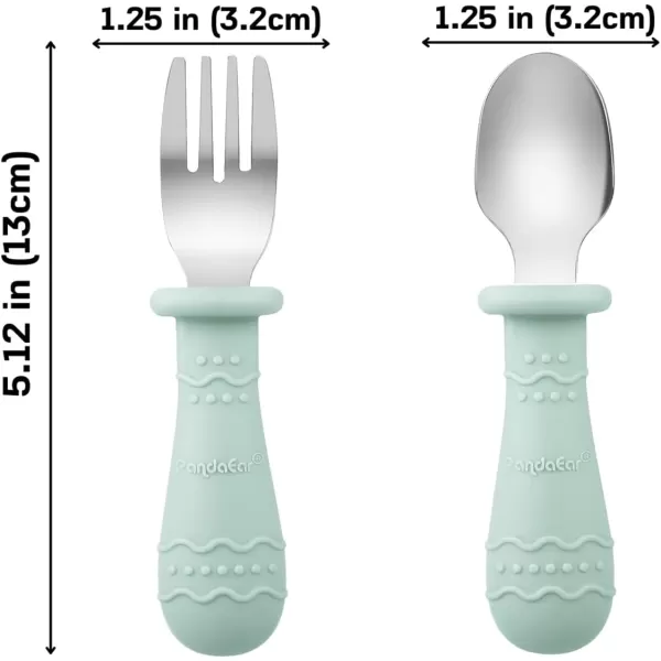 PandaEar Baby Feeding Set 2 Pack Silicone Divided Suction Plate 2 Set Toddler Spoons ampamp Forks Baby Led Weaning Supplies Self Feeding Eating Utensils