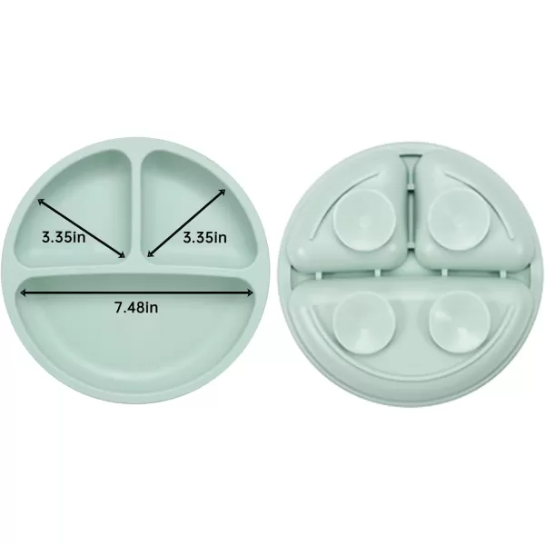PandaEar Baby Feeding Set 2 Pack Silicone Divided Suction Plate 2 Set Toddler Spoons ampamp Forks Baby Led Weaning Supplies Self Feeding Eating Utensils
