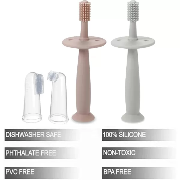 PandaEar Baby Finger Toothbrush Silicone Toothbrush PinkBlue 3 Set Oral Care for Infants Ages 3 Months Plus