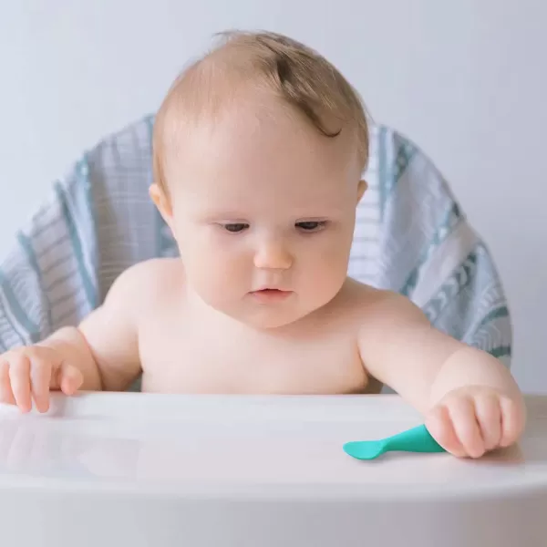 PandaEar Baby Infant Spoons BPA Free 4Pack Soft Silicone Self Feeding Fat Handle Utensil