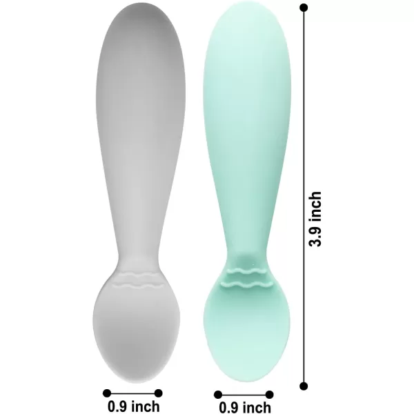 PandaEar Baby Infant Spoons BPA Free 4Pack Soft Silicone Self Feeding Fat Handle Utensil
