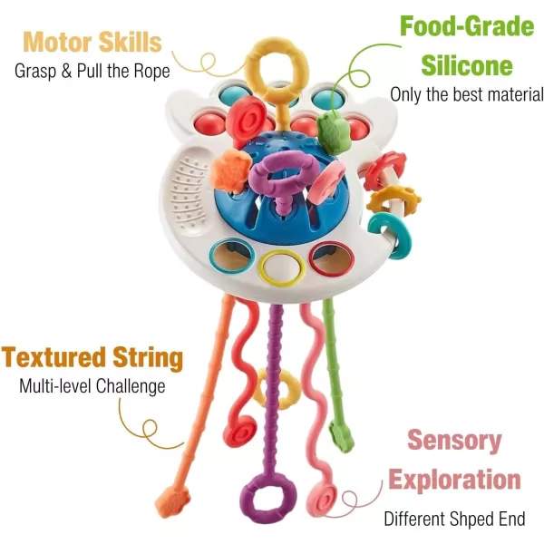 PandaEar Baby Montessori Toy for 61218 Months Silicone Baby Sensory Toy 612 Months Pull String Teething Toy  Educational Learning and Travel Gift for 1 Year Old Boys and Girls Infant Toddlers