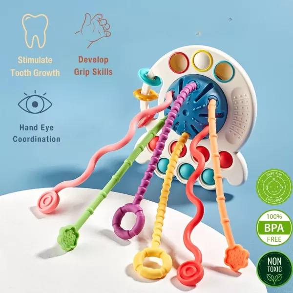 PandaEar Baby Montessori Toy for 61218 Months Silicone Baby Sensory Toy 612 Months Pull String Teething Toy  Educational Learning and Travel Gift for 1 Year Old Boys and Girls Infant Toddlers