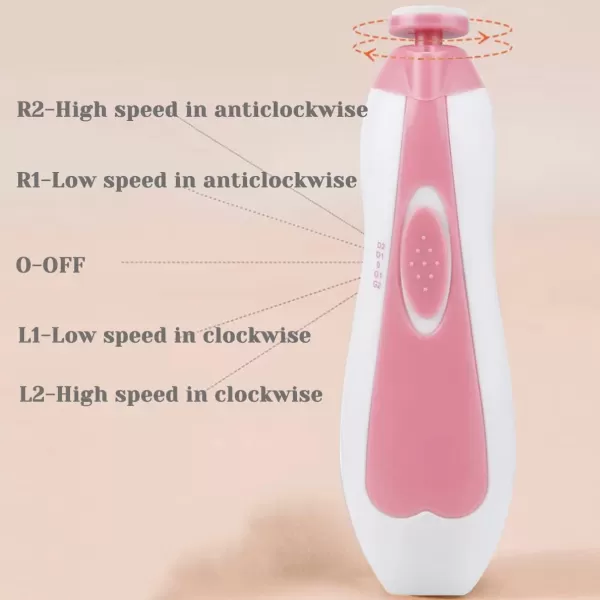 PandaEar Baby Nail Trimmer Electric Baby Nail Clippers Safe Baby Nail File Kit with Extra 6 Replacement Pads BluePink