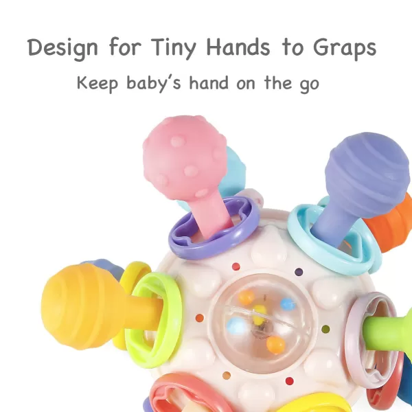 PandaEar Baby Sensory Toys 06 Months Silicone Baby Teether Montessori Toy Baby Grasping Activity Toy Infant Rattle Chew Toy Teething Ball Developmental 6 to 12 Months Baby Gift BPA Free