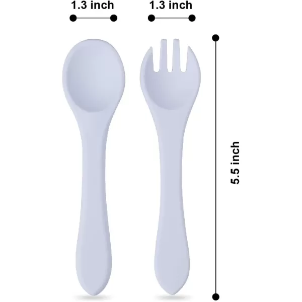 PandaEar Baby Silicone Soft Bendable Utensils Spoons Forks Training Feeding for Kids Toddlers Children Infants BPA Free 4 Pack Cutlery