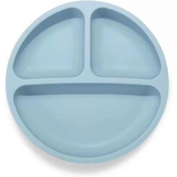 PandaEar Divided Unbreakable Silicone Baby and Toddler Plates  3 Pack  NonSlip  Dishwasher and Microwave Safe  Silicone Blue Green BrownBlue Green Brown