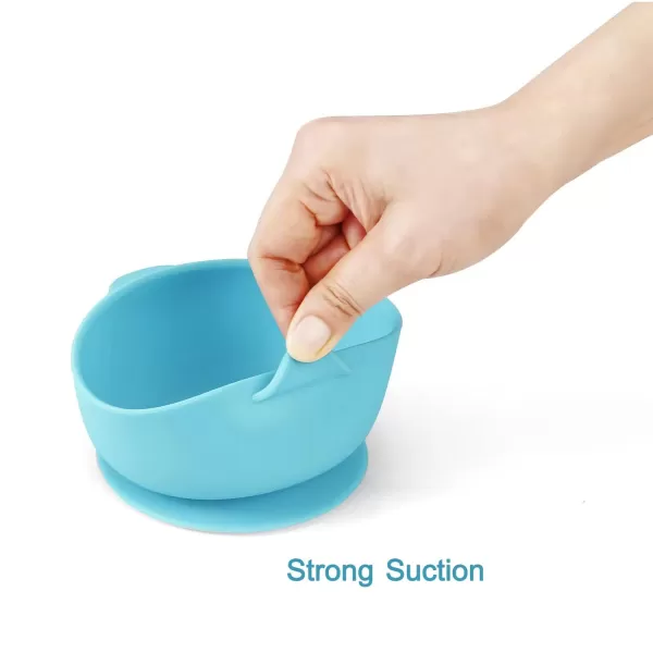 PandaEar Set of 2 Silicone Stay Put Suction Bowls  Large Cup Base Food Grade Soft Safe BPAFree Silicone  Babies Toddlers Infants  Blue ampamp GreenBlue  Green