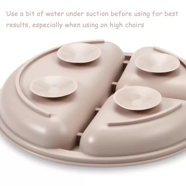 PandaEar Silicone Baby Feeding Set 2 Pack Silicone Divided Suction Plate and 2 Pack Tiny Cup with 2 Spoons 2 Forks Baby Led Weaning Supplies Self Feeding Eating Utensils Light TanWalnutLight TanPink