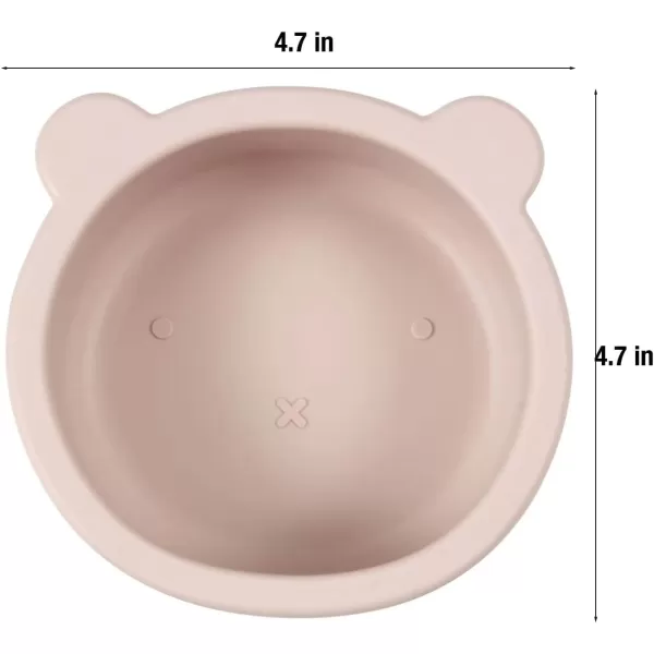 PandaEar Silicone Baby Feeding Set  Silicone Suction Toddler Plate Suction Bowl and Spoon for Self Feeding  Baby Led Weaning Supplies Eating Utensils Bear Shape Pink