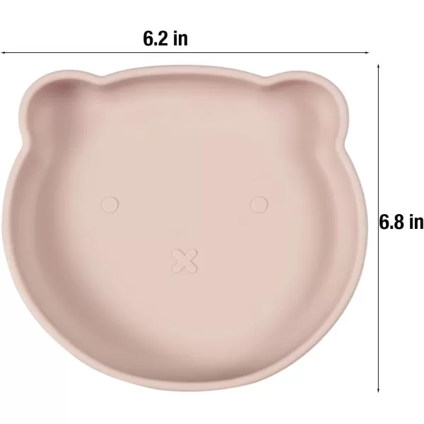 PandaEar Silicone Baby Feeding Set  Silicone Suction Toddler Plate Suction Bowl and Spoon for Self Feeding  Baby Led Weaning Supplies Eating Utensils Bear Shape Pink