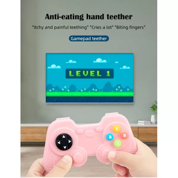 PandaEar Silicone Baby Teething Toys  Remote Control ampamp Game Pad Teether Toys for Babies 618 Months  BPA Free Sensory Chew Toys Natural Freezer Safe for Infants Toddlers Beige ampamp Pink