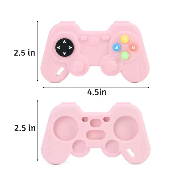 PandaEar Silicone Baby Teething Toys  Remote Control ampamp Game Pad Teether Toys for Babies 618 Months  BPA Free Sensory Chew Toys Natural Freezer Safe for Infants Toddlers Beige ampamp Pink