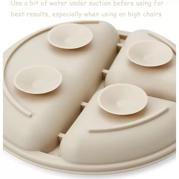 PandaEar Silicone Suction Plates for Babies ampamp Toddlers 3 Pack Divided Unbreakable Plates with Lid  NonSlip  Dishwasher and Microwave Safe Creamy Grey BrownCreamy Gray Brown
