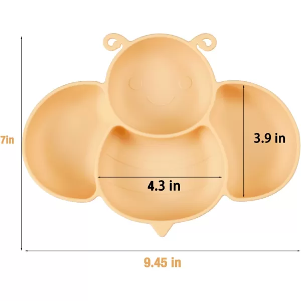 PandaEar Silicone Suction Plates with 3 Spoons Forks for Babies ampamp Toddlers Divided Unbreakable Toddler Plate Baby Led Weaning Supplies Self Feeding Eating Utensils BPAFree
