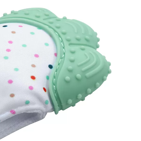 PandaEar Soothing Teething Mitten 2 Pack Pain Relief Protection Glove Stimulating Teether 012 Months Blue GreenBlue Green