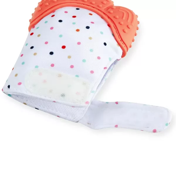 PandaEar Soothing Teething Mitten 2 Pack Pain Relief Protection Glove Stimulating Teether 012 Months Blue GreenOrange Pink