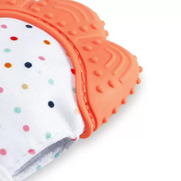 PandaEar Soothing Teething Mitten 2 Pack Pain Relief Protection Glove Stimulating Teether 012 Months Blue GreenOrange Pink