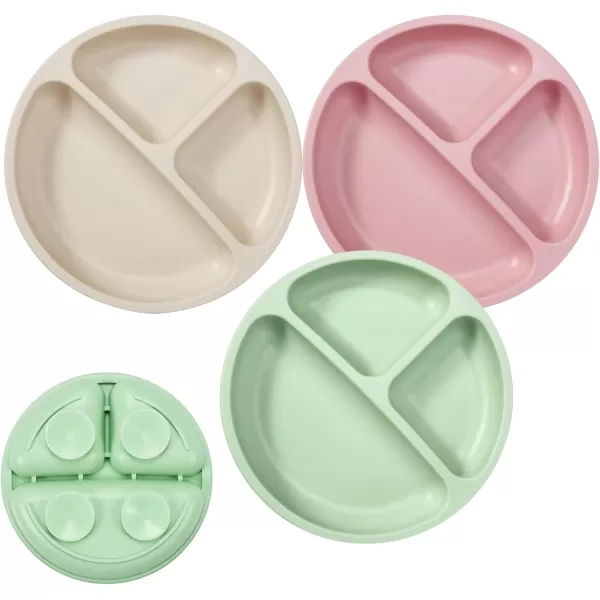 PandaEar Suction Plates for Toddler 3 Pack Divided Baby Plates with Suction 100 Food Grade Silicone Toddler Plates NonSlip Baby Led Weaning Supplies Microwave ampamp Dishwasher Safe