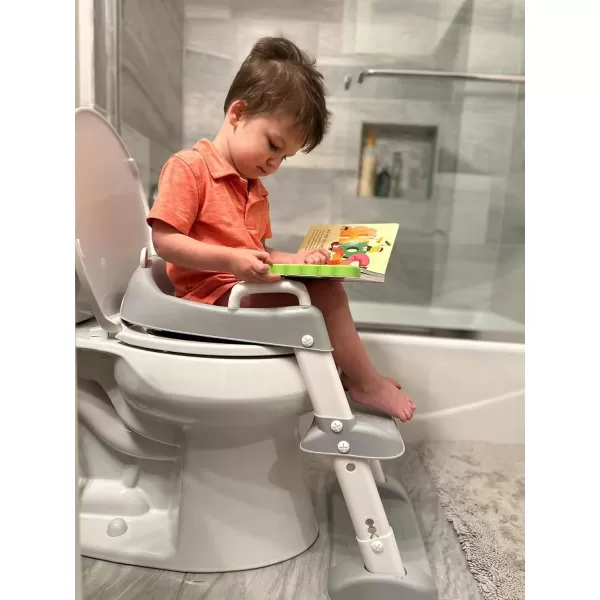 PandaEar Toilet Potty Training Seat with Step Stool Ladder Comfortable Safe Potty Seat with AntiSlip Pads Ladder for Kids Boys Girls Toddlers GreyGray