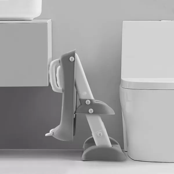 PandaEar Toilet Potty Training Seat with Step Stool Ladder Comfortable Safe Potty Seat with AntiSlip Pads Ladder for Kids Boys Girls Toddlers GreyGray