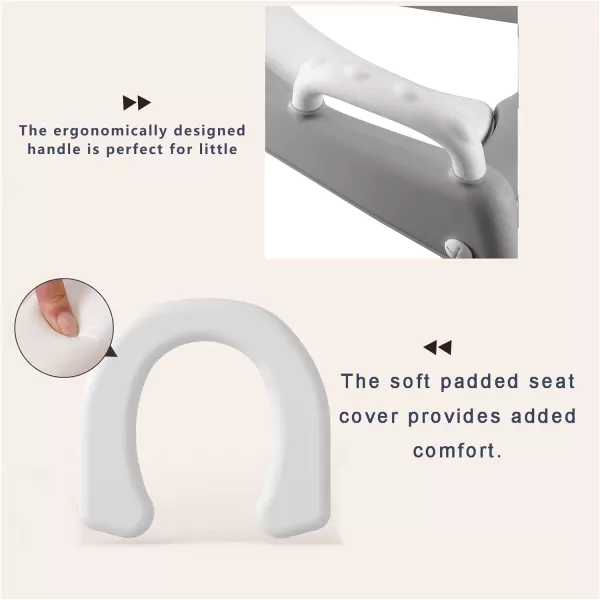 PandaEar Toilet Potty Training Seat with Step Stool Ladder Comfortable Safe Potty Seat with AntiSlip Pads Ladder for Kids Boys Girls Toddlers GreyGray