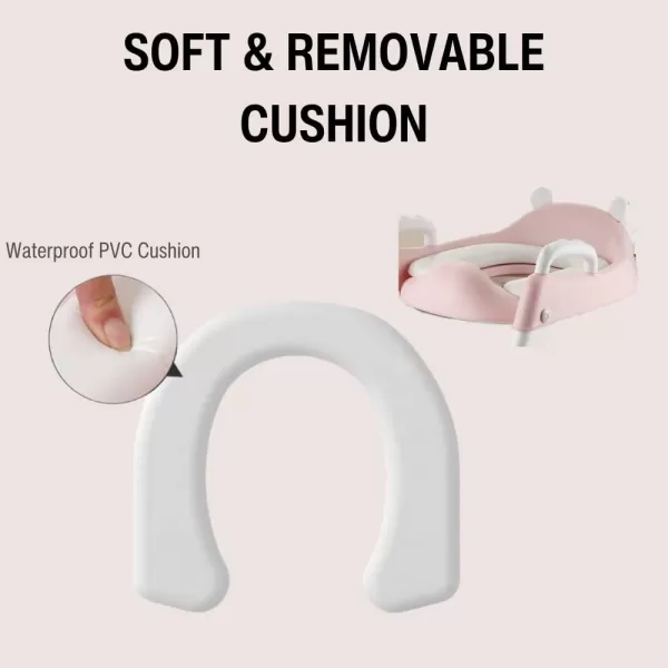 PandaEar Toilet Potty Training Seat with Step Stool Ladder Comfortable Safe Potty Seat with AntiSlip Pads Ladder for Kids Boys Girls Toddlers GreyPink