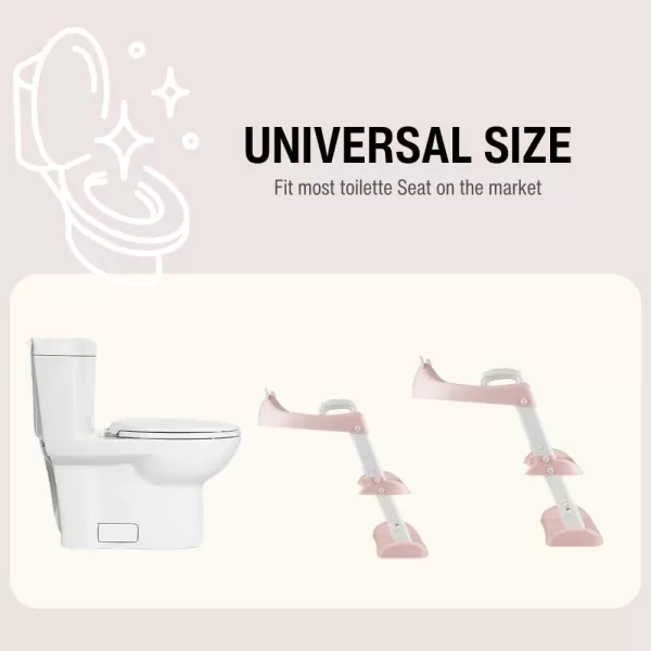 PandaEar Toilet Potty Training Seat with Step Stool Ladder Comfortable Safe Potty Seat with AntiSlip Pads Ladder for Kids Boys Girls Toddlers GreyPink