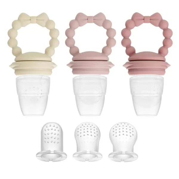 PandaEar 3 Pack Baby Fruit Food Feeder Pacifier with 3 Different Size Silicone Pouch Silicone Teethers for Babies 3612 Months BPA Free Mesh Feeder Baby Solid Food Essentials