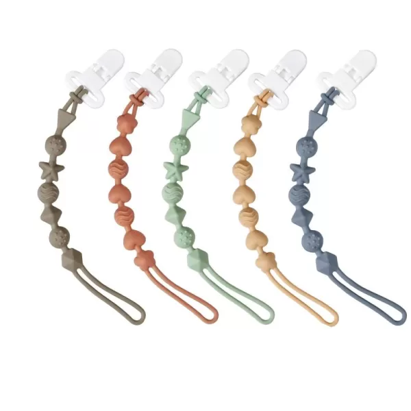 PandaEar 5 Pack Silicone Pacifier Clips Pacifier Holder with One Piece Design for Baby Boys ampamp Girls Teething Toys Teethers