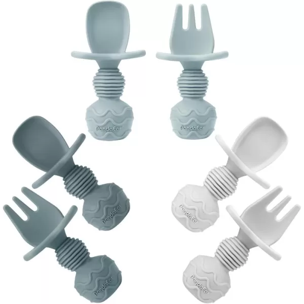 PandaEar 6 Pack Silicone Baby Spoons Self Feeding Infant Spoons First Stage Baby Utensils 612 Months Toddler Baby Feeding Spoon  Baby Eating Essentials Baby Led Weaning Supplies