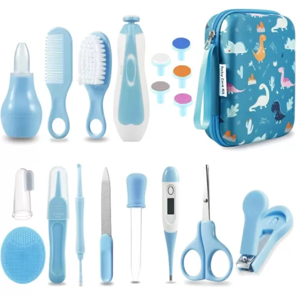 PandaEar Baby Healthcare and Grooming Kit Baby Nursery Health Care Set Electric Safety Nail Trimmer Newborn Essentials Kit for Infant Toddlers Kids 19 in 1 Blue