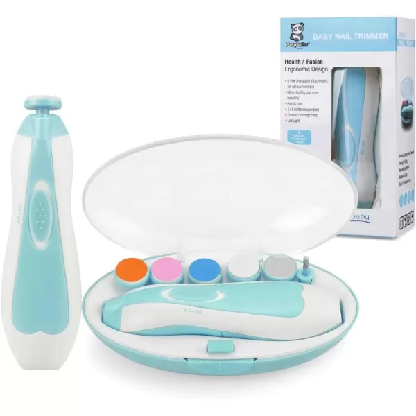 PandaEar Baby Nail Trimmer Electric Baby Nail Clippers Safe Baby Nail File Kit with Extra 6 Replacement Pads BlueBlue