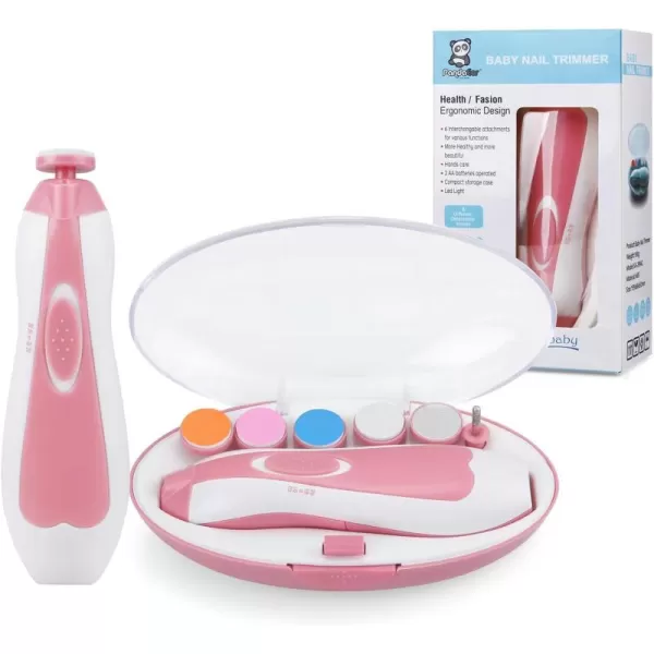 PandaEar Baby Nail Trimmer Electric Baby Nail Clippers Safe Baby Nail File Kit with Extra 6 Replacement Pads BluePink