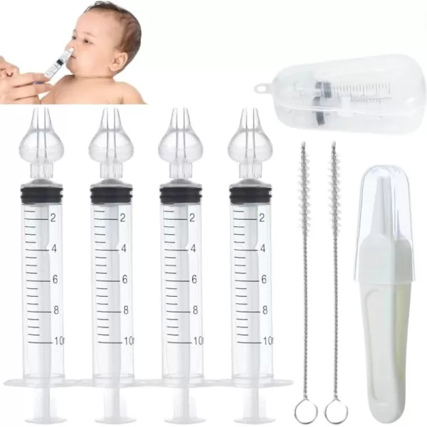 PandaEar Baby Nasal Irrigator with Portable Box Professional Baby Nasal Irrigator with Tweezers ampamp Cleaning Brush for Newborn Infants Kids Children High Quality and Clean Silicone Nasal Tips 4pcs