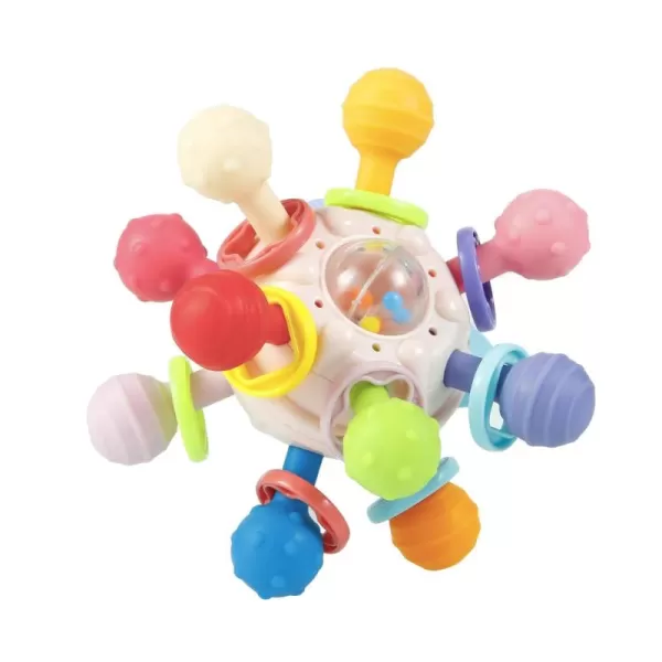 PandaEar Baby Sensory Toys 06 Months Silicone Baby Teether Montessori Toy Baby Grasping Activity Toy Infant Rattle Chew Toy Teething Ball Developmental 6 to 12 Months Baby Gift BPA Free
