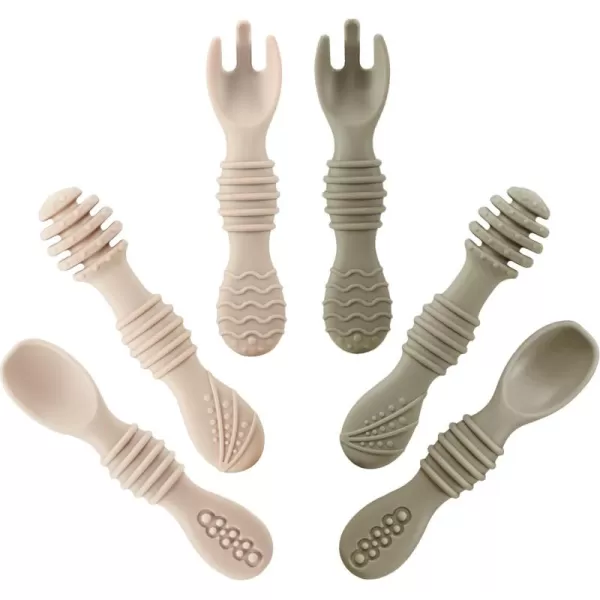PandaEar Silicone Baby Spoons ampamp Fork Feeding Set 6 Pack  BPA Free Fist Stage Silicone Self Feeding Utensils for Infant Baby Led Weaning Ages 6  Months
