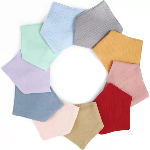 PandaEar 10 Pack Muslin Baby Bibs 100 Cotton Baby Bandana Drool Bibs for Newborns Unisex Boys Girls 10 Colors Set Absorbent Bandana Bibs for Teething ampamp Drooling