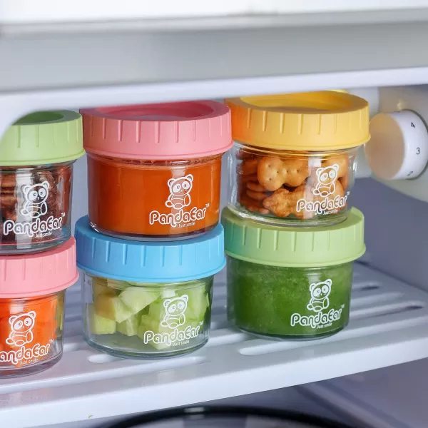 PandaEar 12 Pack Glass Baby Food Storage Jars  4 oz Reusable Small Containers Freezer Storage with Airtight Lids Leak Proof  Microwave ampamp Dishwasher Safe  Infants Kids Babies