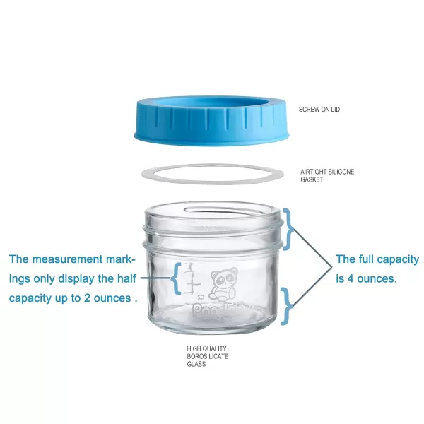 PandaEar 12 Pack Glass Baby Food Storage Jars  4 oz Reusable Small Containers Freezer Storage with Airtight Lids Leak Proof  Microwave ampamp Dishwasher Safe  Infants Kids Babies