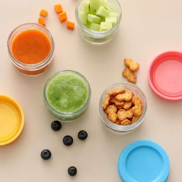 PandaEar 12 Pack Glass Baby Food Storage Jars  4 oz Reusable Small Containers Freezer Storage with Airtight Lids Leak Proof  Microwave ampamp Dishwasher Safe  Infants Kids Babies