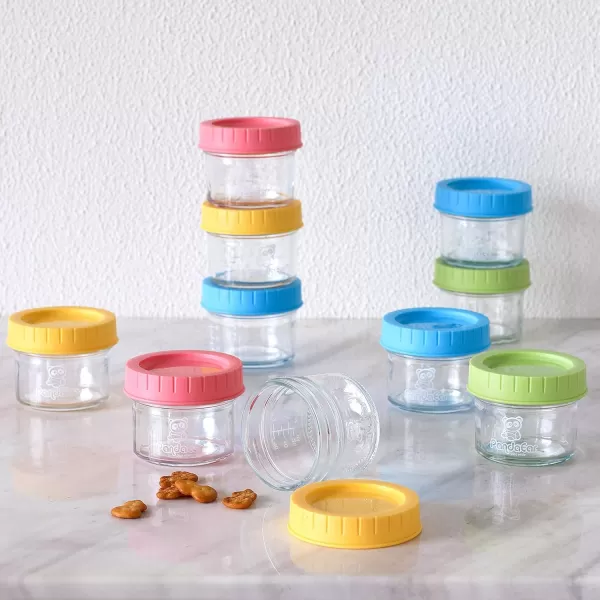 PandaEar 12 Pack Glass Baby Food Storage Jars  4 oz Reusable Small Containers Freezer Storage with Airtight Lids Leak Proof  Microwave ampamp Dishwasher Safe  Infants Kids Babies
