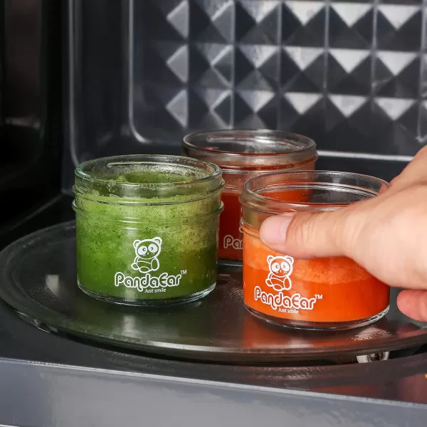 PandaEar 12 Pack Glass Baby Food Storage Jars  4 oz Reusable Small Containers Freezer Storage with Airtight Lids Leak Proof  Microwave ampamp Dishwasher Safe  Infants Kids Babies