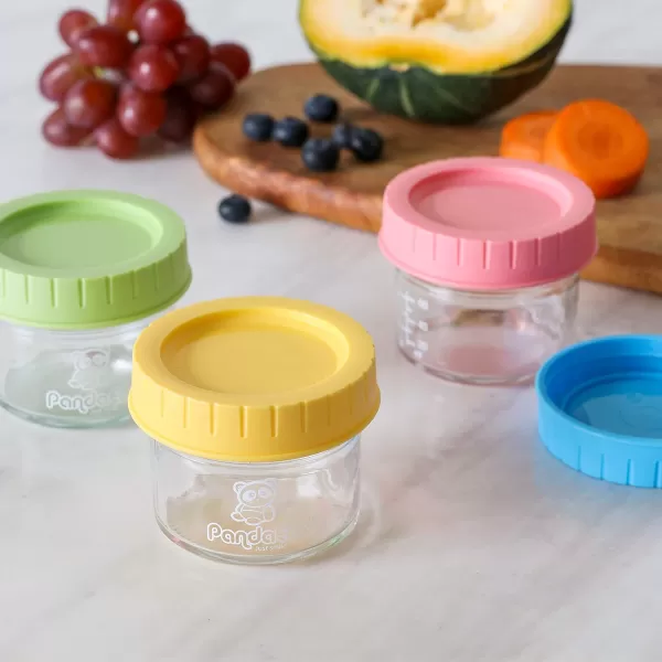 PandaEar 12 Pack Glass Baby Food Storage Jars  4 oz Reusable Small Containers Freezer Storage with Airtight Lids Leak Proof  Microwave ampamp Dishwasher Safe  Infants Kids Babies