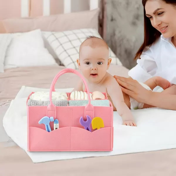 PandaEar 2 Pack Baby Diaper Caddy Organizer Portable Diaper Holder Nursery Storage Basket for Wipes ampamp baby stuff Collapsible Baby Organizers with Divided Design GreyBrownRedPink