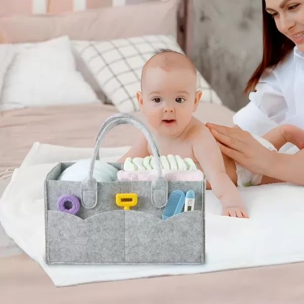 PandaEar 2 Pack Baby Diaper Caddy Organizer Portable Diaper Holder Nursery Storage Basket for Wipes ampamp baby stuff Collapsible Baby Organizers with Divided Design GreyBrownGreyBrown