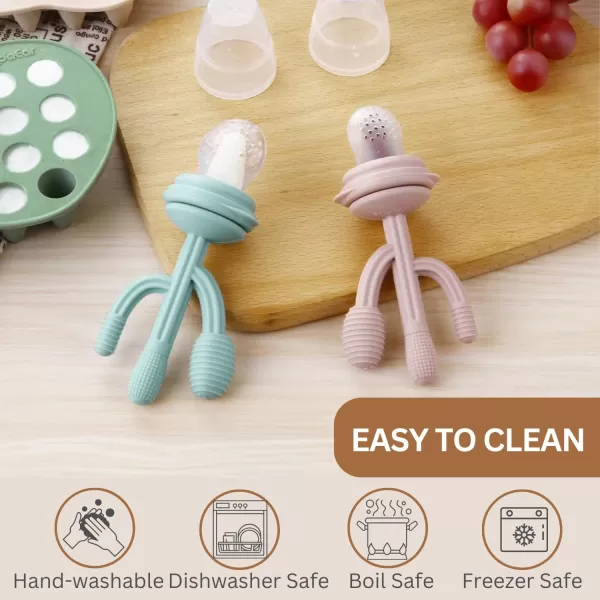 PandaEar 2 Pack Baby Food Freezer Tray ampamp 3 Pack Baby Fruit Food Feeder Pacifier Baby Fruit Food Feeder Teether Tray Ice Cube Maker Silicone Feeder Cactus Shape Teething Toy 3 Sizes Pouches